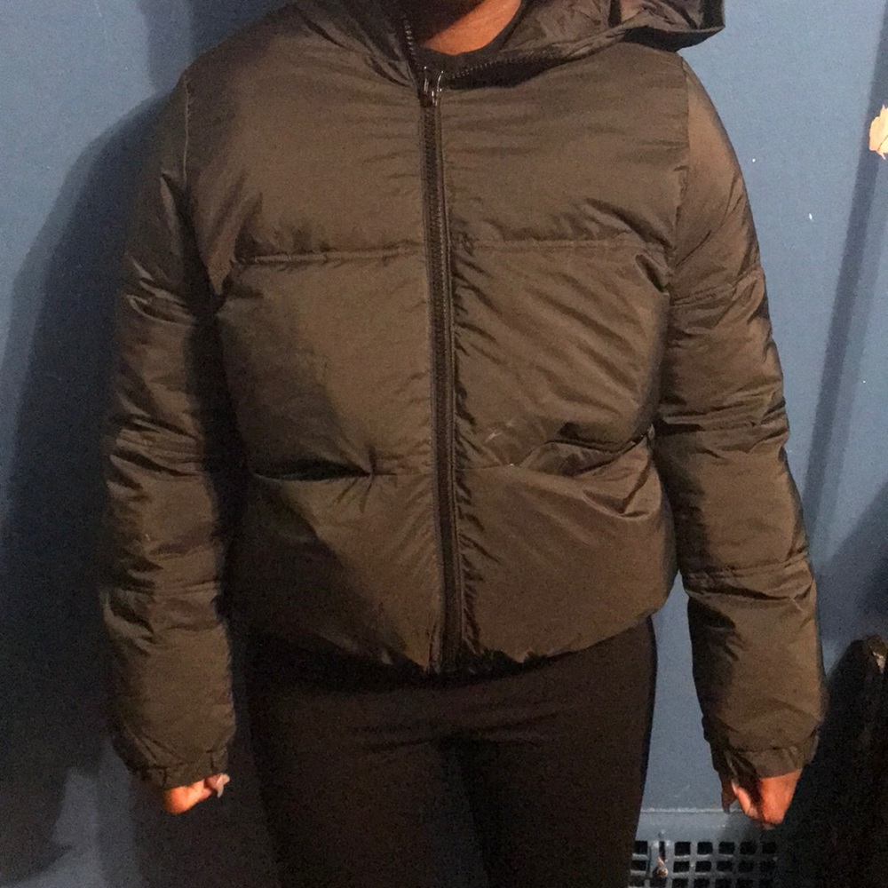 Black puffer coat